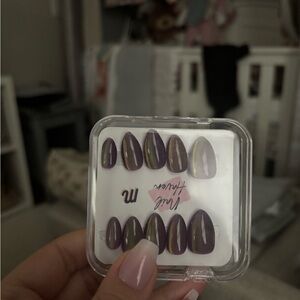 Nail Haven Purple Green Cat eye press on Nails size medium